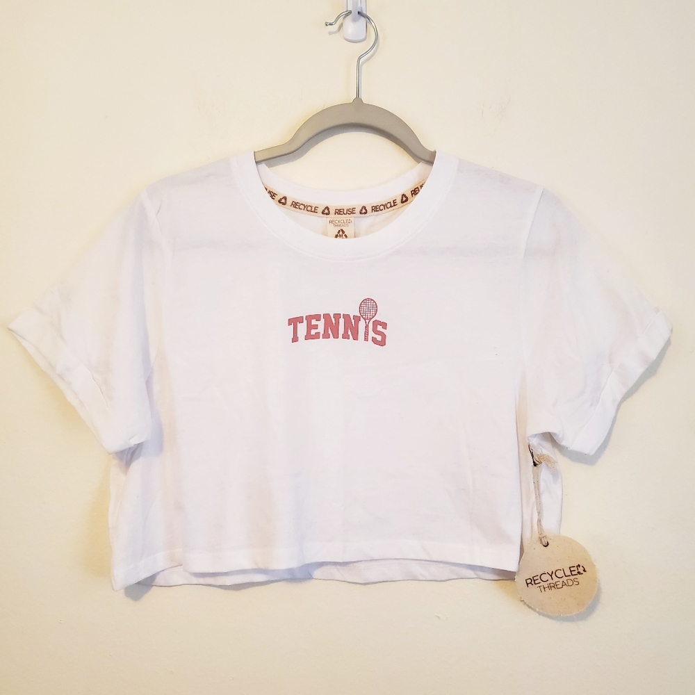 Recycled Threads Cropped "Tennis" T-Shirt